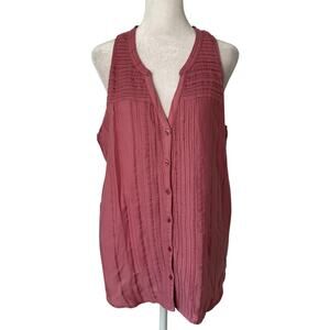 prAna mauve pink button down sleeveless tank top size S